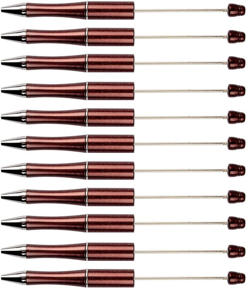 Beadthoven 20pcs Plastic Beadable Pen, Glittery Shaft Black Ink Bead Pens for DIY Pen Decorations Supplies Office