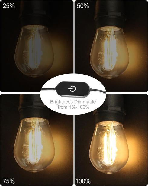 24.6Ft Lights,10 Bulbs Dimmable Holidays,2700K BRIMAX USB Powered String LED Waterproof & Shatterproof Outdoor Camping