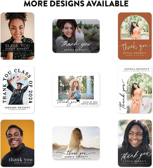 5x7-Inch 2023 Andaz Press Personalized Photo Graduation Thank You Cards with Envelopes, Class of Thank You Postcards