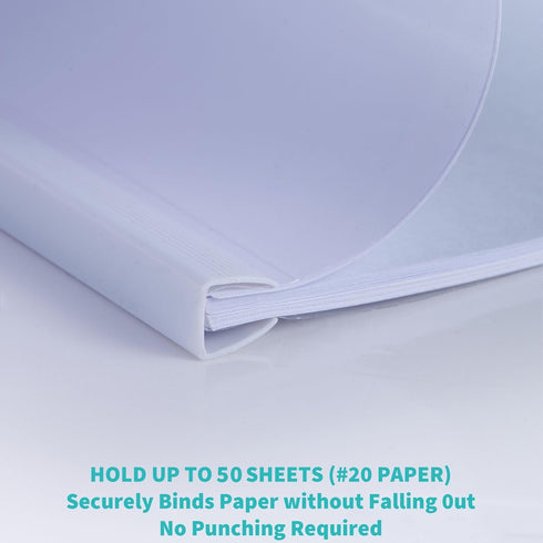 Binditek 12 Pack Clear Report Covers - Sliding Bar File Folder, 50 Sheet Capacity, Multi Color