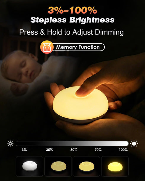 0 3 Dimming, Baby Night Light, Blue-Light Nursery Egg Light for Breastfeeding, Flip Design, Soft BPA Free, Colors