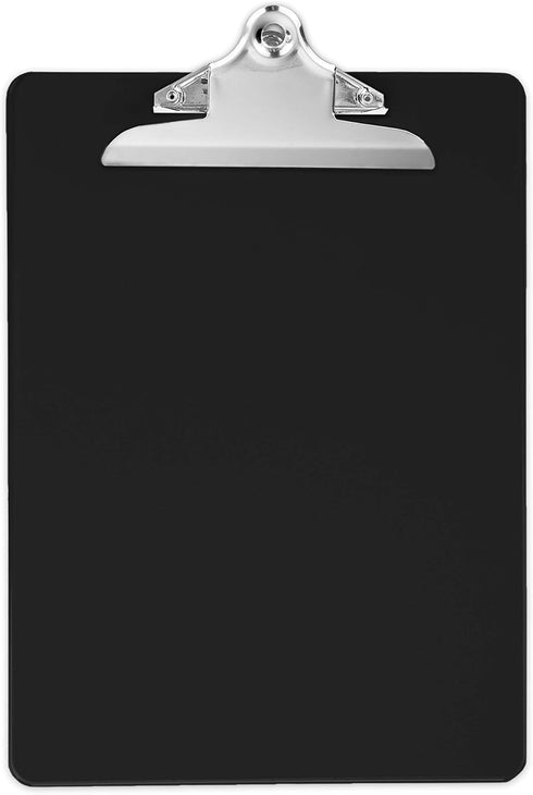 Black Plastic Clipboards Set of 6, 12.5x9 Inch with 100 Sheets Holding Capacity, Office, Classroom Supplies
