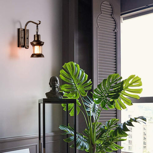 Bulb) Luling Vintage Glass Wall Sconce Fixtures, Rustic Nordic Glass Wall Light Fixtures Retro Metal Black Painting