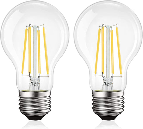 2 Pack LUXRITE Vintage A19 LED Light Bulbs, 100 Watt Equivalent, 1600 Lumens, 5000K Bright White, Dimmable