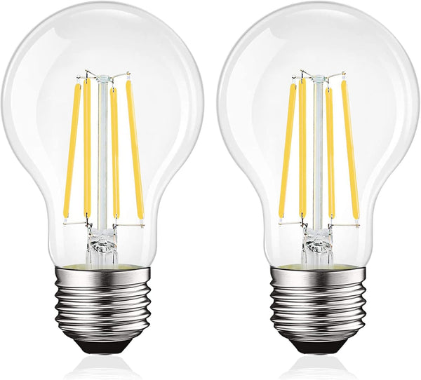 2 Pack LUXRITE Vintage A19 LED Light Bulbs, 100 Watt Equivalent, 1600 Lumens, 5000K Bright White, Dimmable
