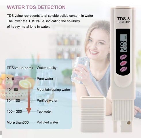 Digital TDS Meter Water Tester, PPM Water Quality Tester for Drinking Water, Swimming Pools, Aquariums (Grey)