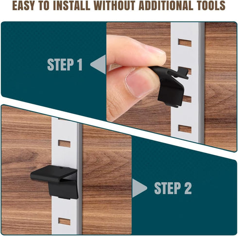 256P-ZC 14 Lenink Adjustable Pilaster Shelf Clip, Pcs Black Shelving Brackets Clips for Metal and Wood Shelving, Black