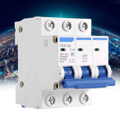 YWBL-WH 3 Pole Miniature Circuit Breaker Safety Breaker DZ47-63 AC 400V (10A)