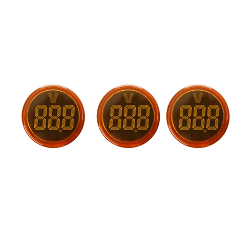 Round LED Voltage Meter Indicator – AC20-500V, 22 mm Digital Voltmeter (3 Pack, Yellow) for Panels
