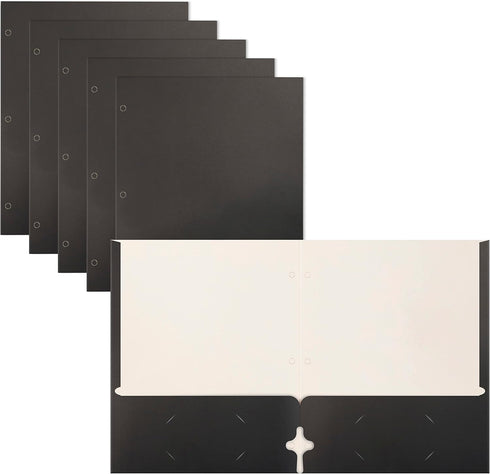 Better Office Products Two Pocket Portfolio Folders - 50-Pack, Black, Letter Size Paper Folders