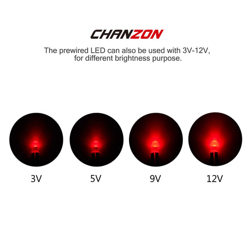 5 8mm 5mm 12V Bulb Chanzon pcs Panel Mount + LED Colored Red Pilot Diode Light (Diffused Round Lens) Universal Flush