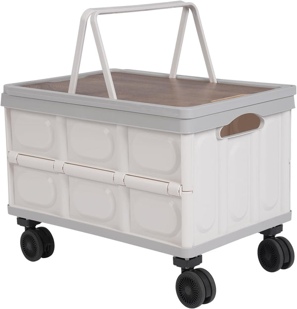 Folding Utility Rolling Cart, Portable Shopping Handcart, Collapsible Cart with Wheels for