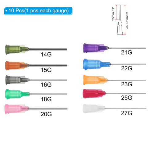 PATIKIL Blunt Tip Dispensing Needles Different Gauge, 10 Pcs 1 Inch Industrial Liquid Dispenser Needle with Lure Lock for Refilling Liquid Ink Adhesive Glue, Multicolored