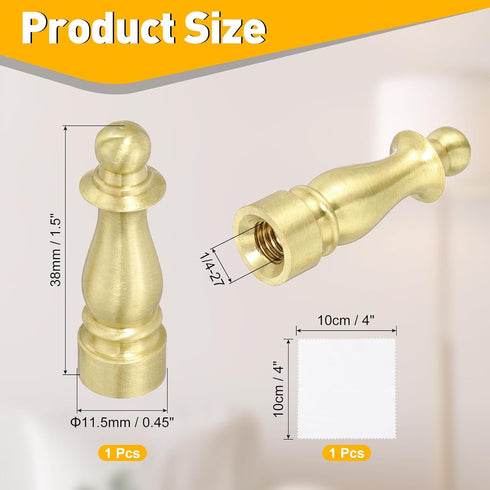 1.5" 1/4-27 uxcell Tall Lamp Finials Copper, Thread Lamp Cap Knob Decoration Screw Cap Nuts with Cleaning Cloth