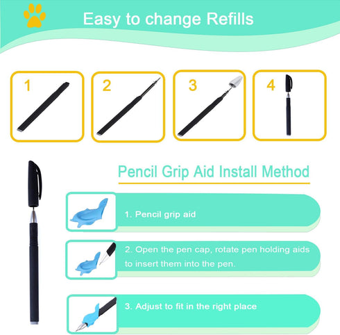 Generic 24Pcs 20 2 2 Magic Pens & Refills for Magic Grooved Writing Practice, Disappearing Ink Pen Kit with Ink
