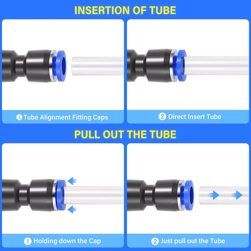 TAILONZ PNEUMATIC Blue Straight Reducing 1/2" Tube OD x 3/8" Tube OD Push to Connect Tube Fittings, Pack of 10