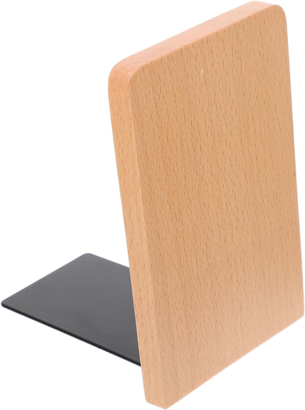 Operitacx Wooden Book Organizer Simple Design Bookends for Desk and Shelf Beech