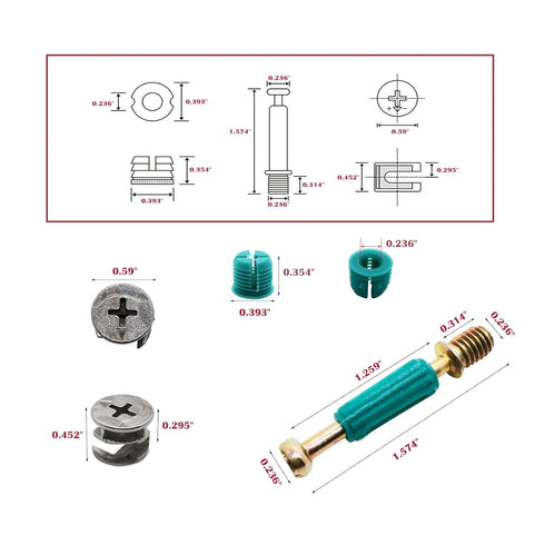 50 Set Cam Lock Fasteners Kit, 3-in-1 Furniture Connecting Hardware with Pre-Inserted Nut, Eccentric Wheel, and Dowels