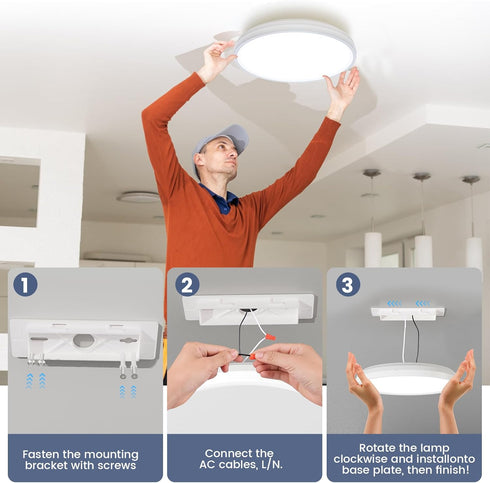 NIORSUN 7 Inch LED Ceiling Lights, 15W Dimmable Flush Mount Light, 5CCT Options for Bathroom, Hallway, Bedroom, 1 Pack