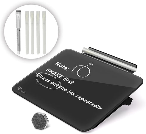 TOWON Small Glass Dry Erase Board, 8x6 Inches, Mini Whiteboard Easel Pad Set for Office, Home, School