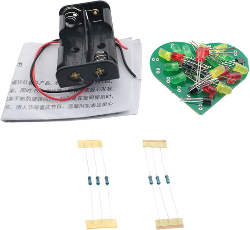 DGZZI Heart Shaped Soldering Practice Kit DIY Assembled Spare Parts Circuit Components Electronic Training Board