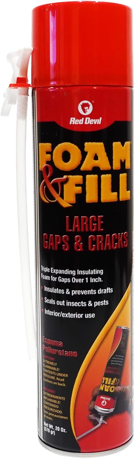 Red Devil 0912 Spray Foam, Fill Large Gaps, Cracks, 20 oz., Off-White, Pack of 1