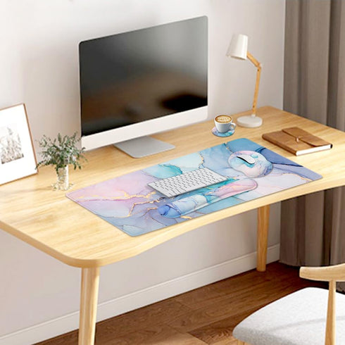 4-in-1 SetDesk Gaming Mouse Pad Wrist Support Pad + Mouse Pad with Wrist Rest + Keyboard Wrist Rest + Coaster
