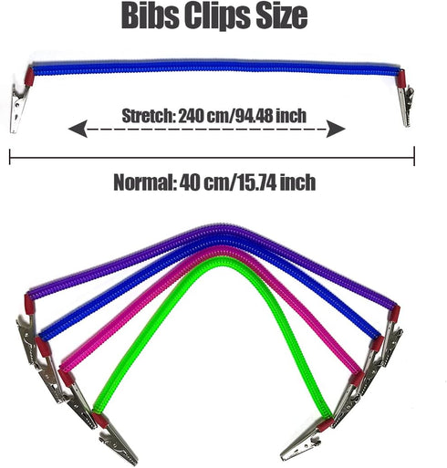 4 Pieces Multicolor Napkin Holder Bibs Clips for Dental, Neck Chains with Metal Clips for Dental Clinic, Home Dining