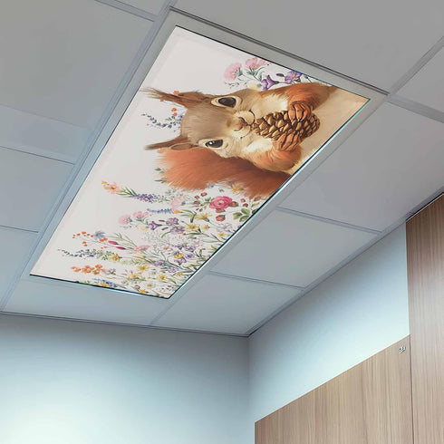 Home L6 2 Pack 4x2 Fluorescent Light Cover for Classroom Ceiling, Squirrel Magnetic Light Cover Filters, Pine Cones