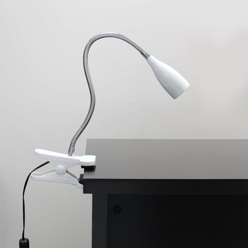 Simple Designs LD2005-WHT Flexible Gooseneck LED Clip Light Desk Lamp, White