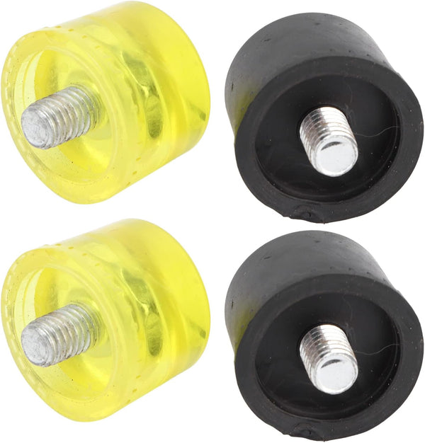 4 Pcs Rubber Hammer Replacement Striking Head, Yellow Black Plastic Mallet Tips Set for Crafts