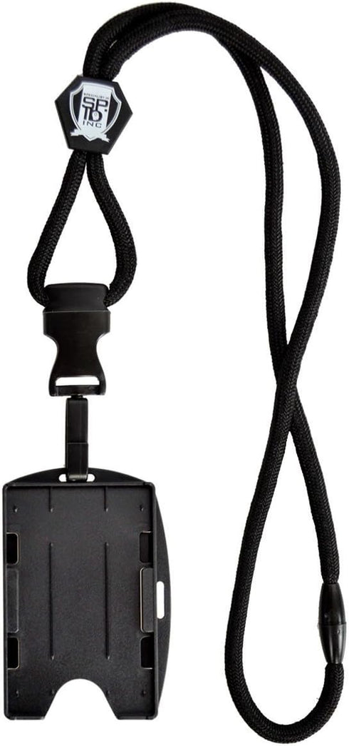 Metal Detector Friendly Lanyard with Badge Holder - 2 Card Display - Double Sided Open Face