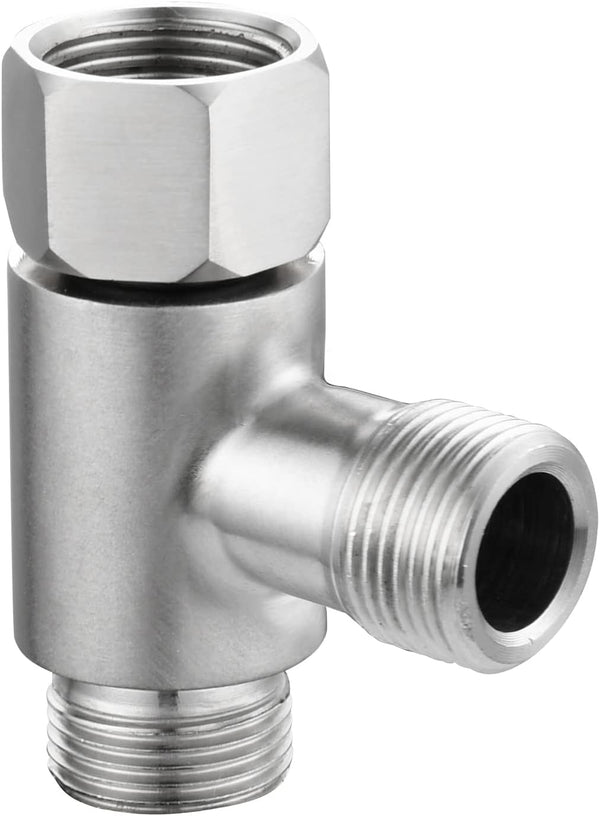 Add On Tee Fitting, Stainless Steel Toilet Water Supply Line Splitter, 3/8" x 3/8" x 3/8"