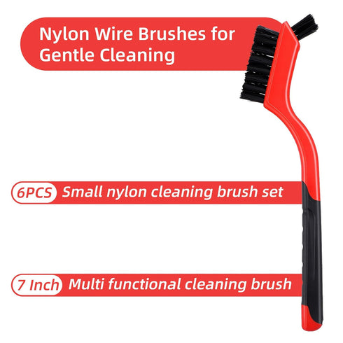Ptwola 6 Pack Set Nylon Brush for Cleaning Small Cleaning Brushes Mini Nylon Brush for Clean Dust in Holes Non Scratch