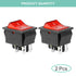 QTEATAK 2Pcs DPST 4 Pins 20A/125V 15A/250V Boat Rocker Toggle Switch with Red LED Light, 2 Position ON/OFF