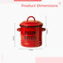 Red Enamel Grease Container with Strainer & Spatula - Perfect for Cooking Oil and Bacon