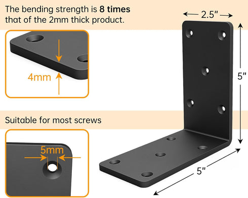 KOMOHOM 5x5 Wood90 Countertop Heavy Duty Shelf BracketsL Brackets for Shelves Fence Pergola Brackets Angle Bracket