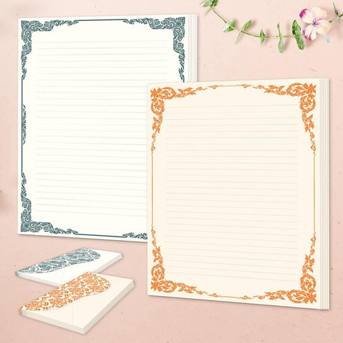 96 Set (64 32 2 8.5 11 Anzon Mories Piece Stationary Sheet Paper and Envelope) Both Side Line Vintage Ivory Lace