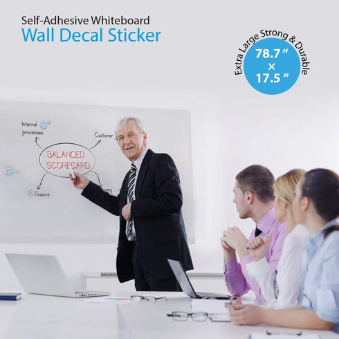 Extra Large Self-Adhesive Whiteboard Decal Sticker, 6.5 FEET Peel and Stick Wallpaper with 4 Dry Erase Markers, 17.7” X