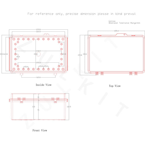 Zulkit Junction Box, IP67 Waterproof Electrical Box with Hinged Cover, Stainless Steel Buckle, Grey Plastic Enclosure
