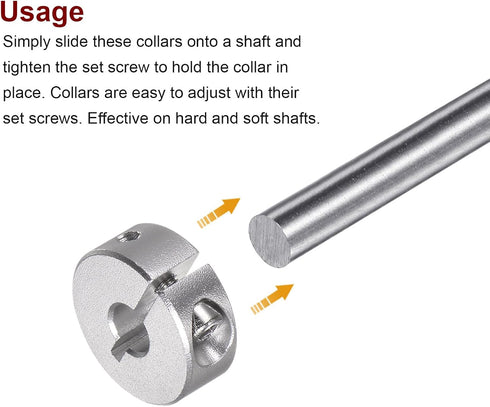 HARFINGTON 2pcs Shaft Collar - 6mm Bore Aluminum Alloy Set Screw Split Clamp-On Collars for Industry