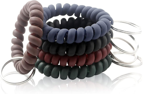 BIHRTC 5 Color Wrist Keychain - Plastic Spring Flexible Spiral Coil Stretchable Wristlet Bracelet Key Holder