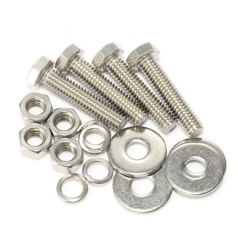 1/4-20 x 1/2" Hex Head Bolts with Hex Nuts & Washers, Fully Threaded Stainless Steel 18-8, 10 Sets