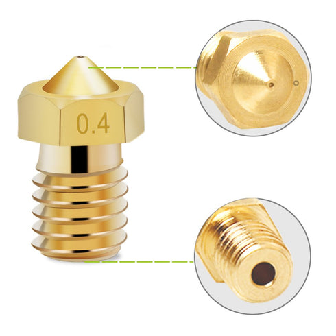 14 Pcs M6 3D Printer Nozzle - 0.4mm Extruder Brass Nozzle Print Head for 1.75mm Filament E3D V5 V6 Makerbot