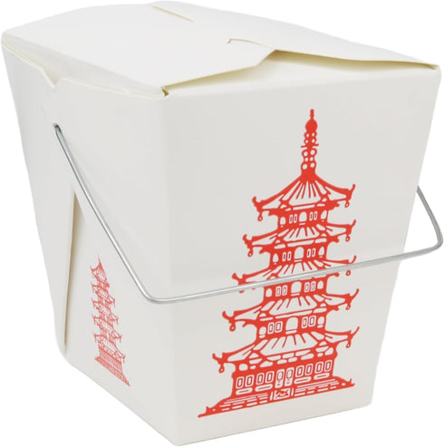 15 Count 16 oz Pagoda Wire Handle Chinese Takeout Box for Food Storage