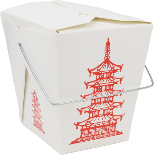15 Count 16 oz Pagoda Wire Handle Chinese Takeout Box for Food Storage