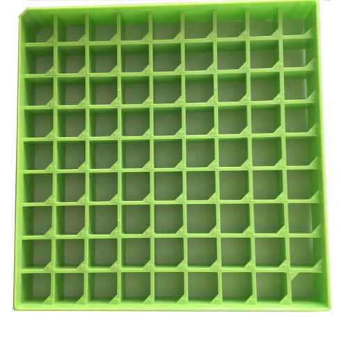 Polycarbonate CryoBox Vial Rack, 81 Place (9 x 9 Array) - Blue/Green/Red/Yellow (Pack of 4)
