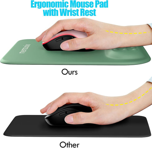 memzuoix Cyan Ergonomic Mouse Pad with Wrist Rest Support, Premium Memory Foam for Laptop, Computer, Home Office