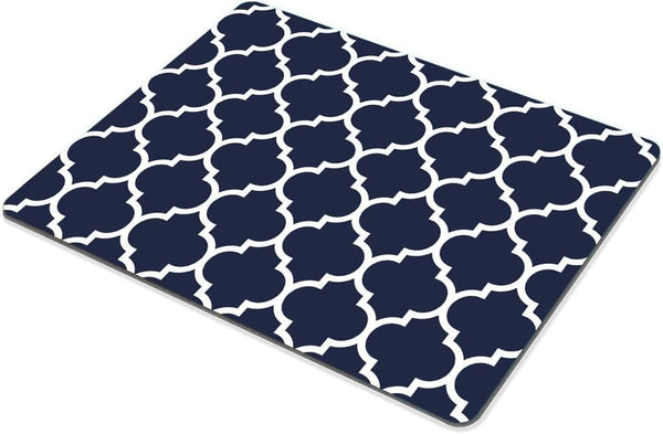 SSOIU Gaming Mouse Pad Custom, Modern Navy Blue Quatrefoil Mouse Pad 9.5 X 7.9 inch