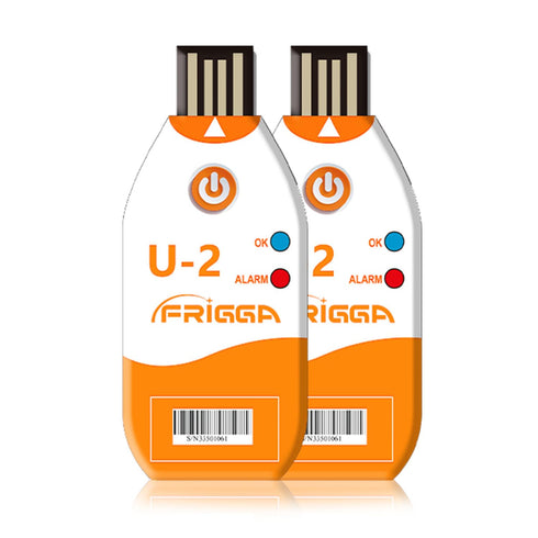 Frigga USB Temperature Data Logger 2Pack, Single Use 100 Days High Accuracy Thermometer Monitor U2, 14400 Points with
